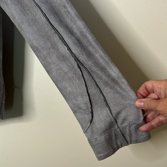 SW3 Bespoke GRAY SUEDE LEATHER-LOOK FAUX MOTO BIKER JACKET Size Large - Picture 14 of 14